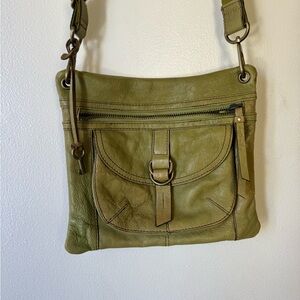 green genuine leathered FOSSIL crossbody bag